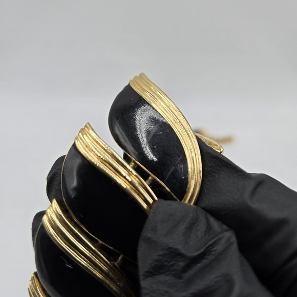 Butler Choker Collar Necklace Chunky 80s Goldtone Black Enamel Vintage Mogul Vtg - Picture 6 of 7